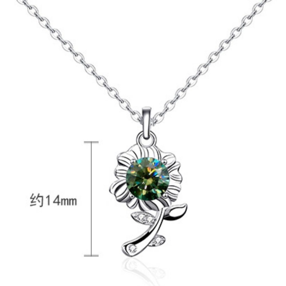 Certified 1/2ct. t.w. Diamond Green Moissanite Sunflower Necklace NEW - Picture 4 of 8